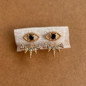 Gold and Black Eye Earrings